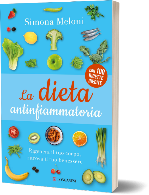 Anteprima della copertina del libro "La Dieta Antinfiammatoria" della dottoressa Simona Meloni
